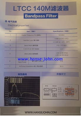 LTCC 170Mhz Bandpass filter  customized product RF transformer Power splitter, combiner, bridge