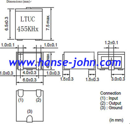 LTUC455KHx 455KHZ Piezoelectric Ceramic Filter RESONATOR hANSE jOHN  CFUCG455KH1X-R0 LTUC455KHx,Group delay time,low insertion loss,1dB ripple，