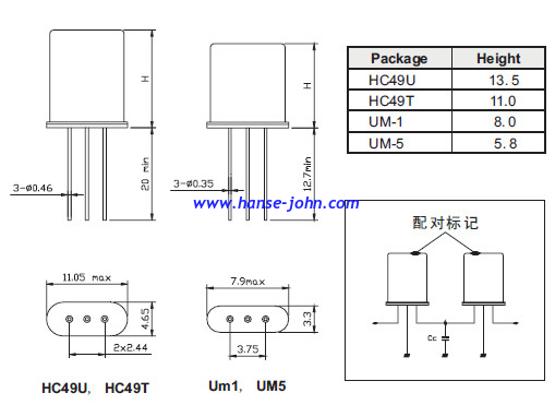 21.4Mhz crystal filter  21M12B    M. C. F. [ Monolithic Crystal Filters ]