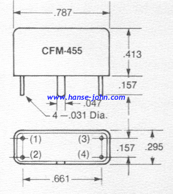 CFJ455K5 PIEZOELECTRONIC CERAMIC  FILTER  455KHZ 6dB BANDWIDTH 2.4KHZ SPURIOUS 60dB